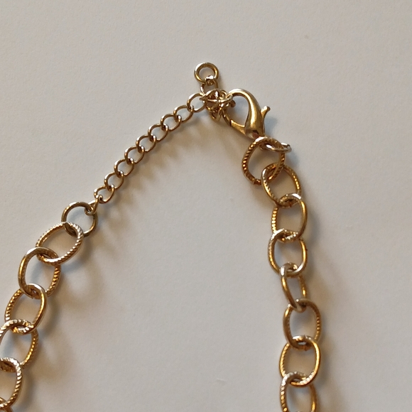 Sunburst Blue Green Gold Tone Floral Cluster Crystal Beaded Chain Necklace - Picture 15 of 15